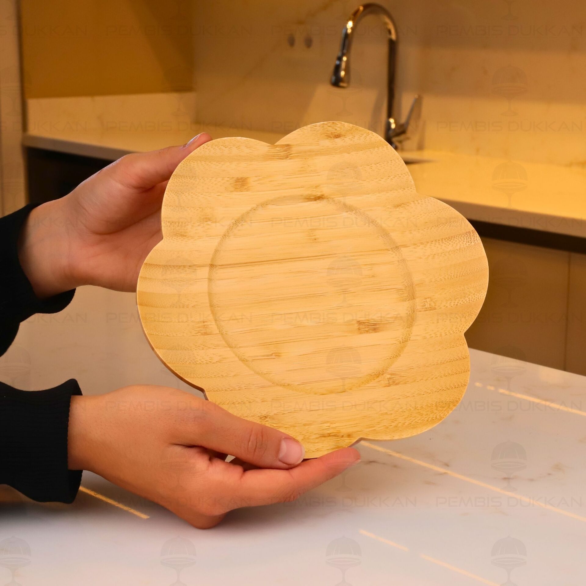 21CM YUVARLAK BAMBU ÇİÇEK TABAK (1621)