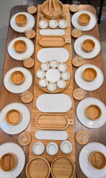 BAMBU & PORSELEN KAHVALTI SET NO 1 (KİŞİ ADEDİNİ SEÇİNİZ)