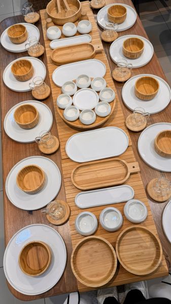 BAMBU & PORSELEN KAHVALTI SET NO 1 (KİŞİ ADEDİNİ SEÇİNİZ)