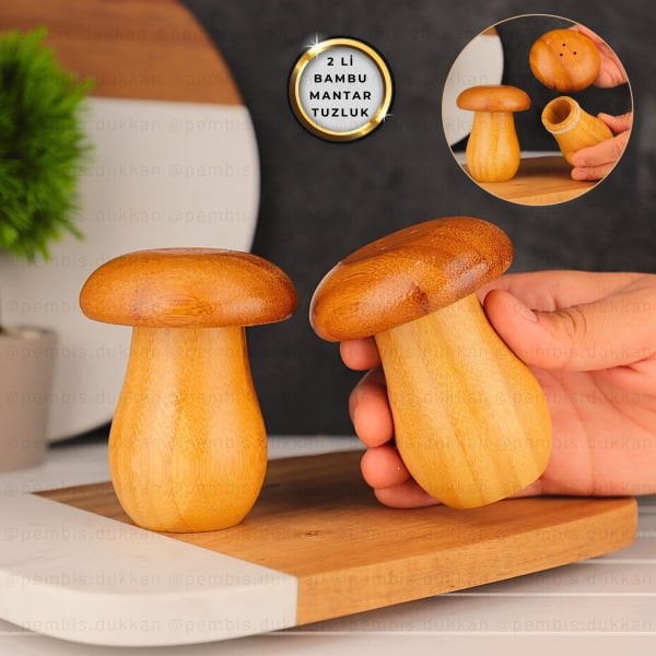 2Lİ BAMBU MANTAR TUZLUK & BİBERLİK (1451)