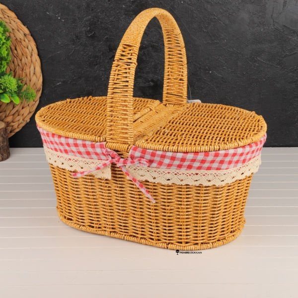RATTAN OVAL PİKNİK SEPETİ