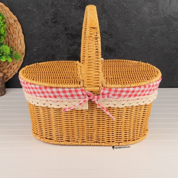 RATTAN OVAL PİKNİK SEPETİ