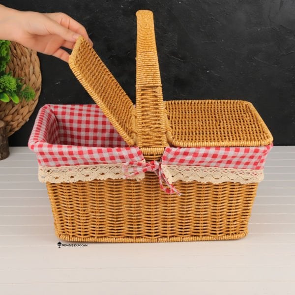 RATTAN DİKDÖRTGEN PİKNİK SEPETİ