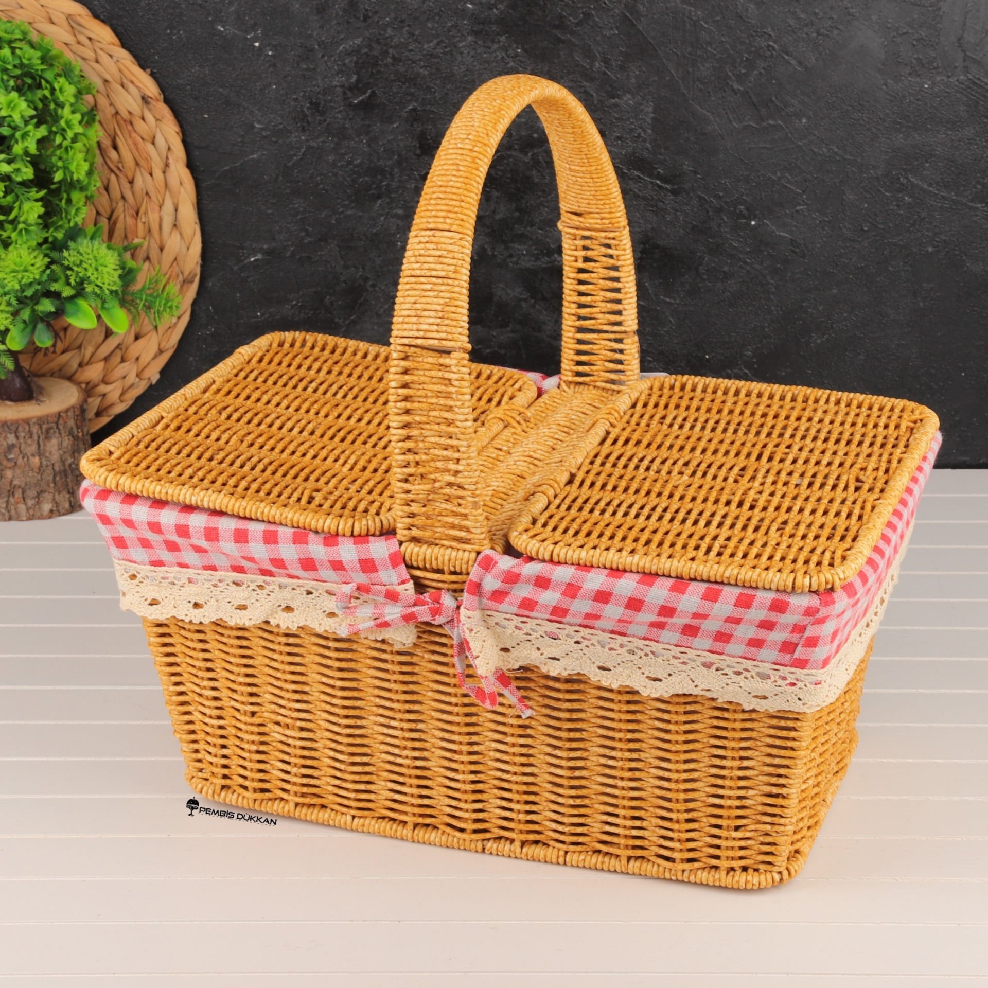RATTAN DİKDÖRTGEN PİKNİK SEPETİ