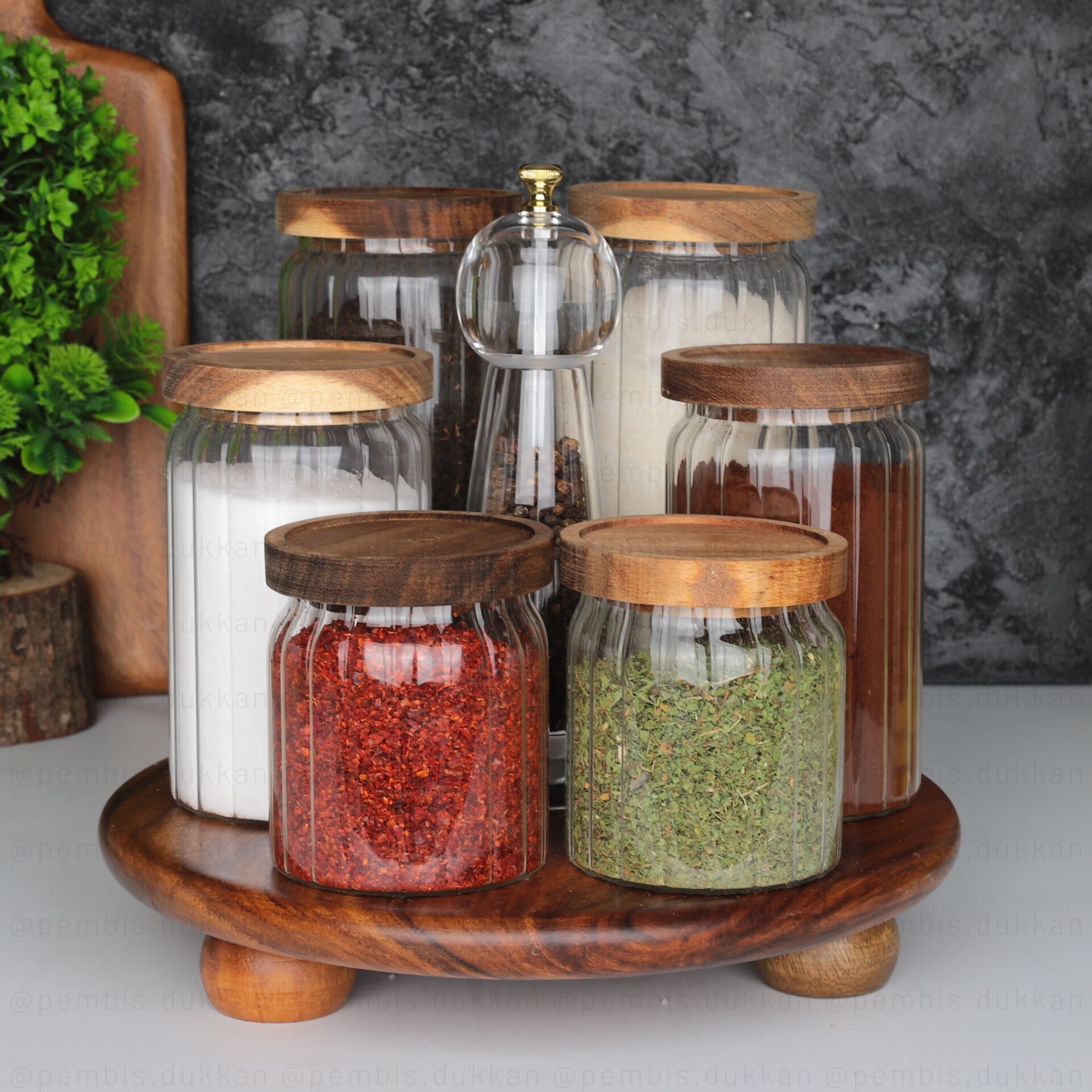 AKASYA TOP AYAKLI MENNY KAVANOZ KOMBİN SET NO 3