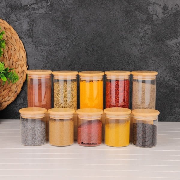 10'LU MN YUVARLAK BAMBU KAPAKLI BAHARATLIK SET(200-250ML)