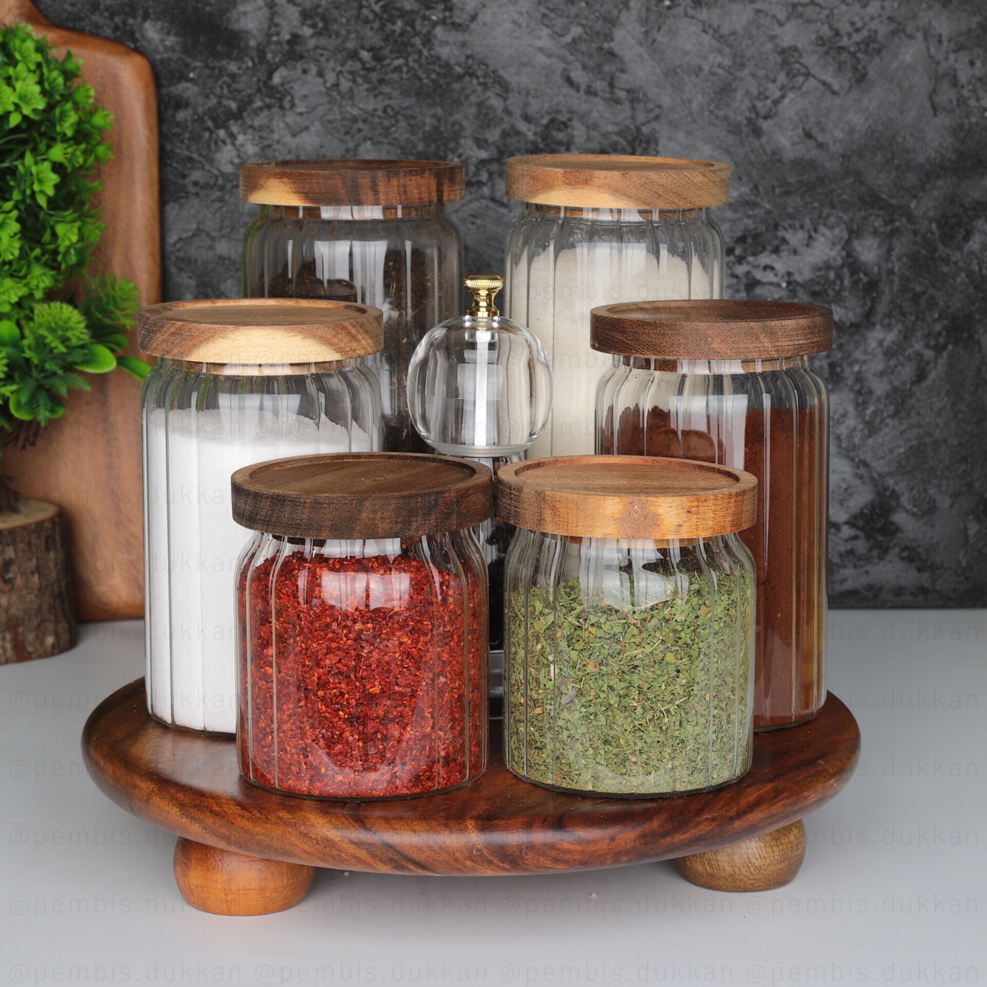 AKASYA TOP AYAKLI MENNY KAVANOZ KOMBİN SET NO 4