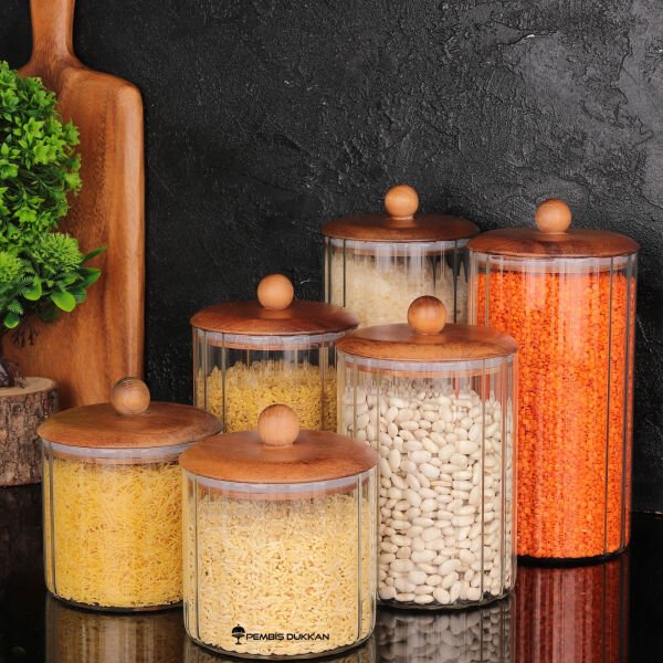 6lı Cavo Çizgili Erzak Kavanoz Set (Bor084-085-086)