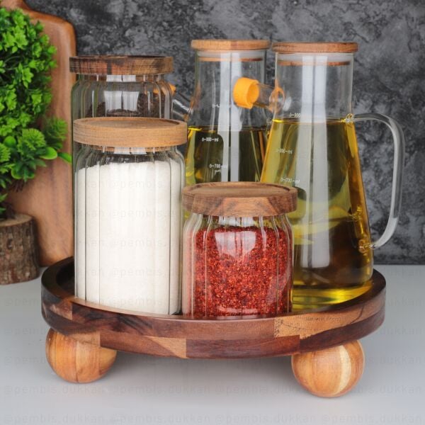 AKASYA TOP AYAKLI MENNY KAVANOZ YAĞLIK KOMBİN SET NO 6