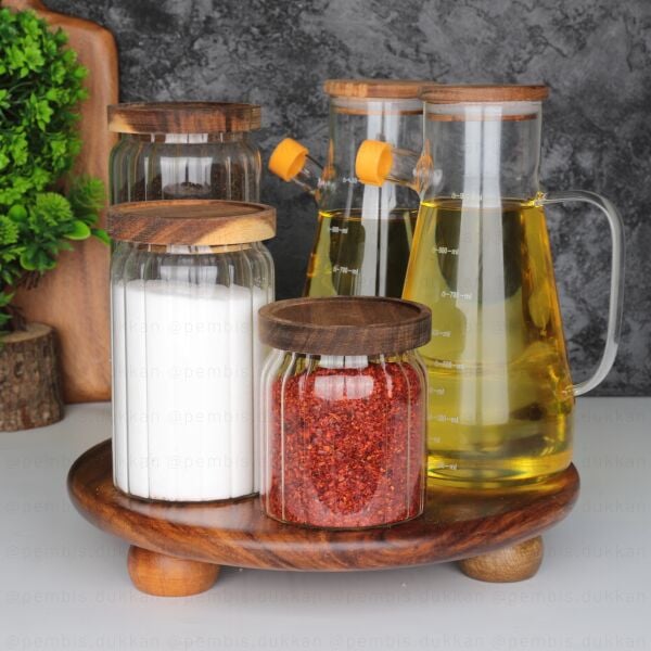 AKASYA TOP AYAKLI MENNY KAVANOZ YAĞLIK KOMBİN SET NO 7