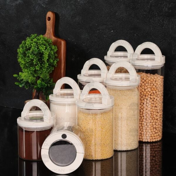 8Lİ BEYAZ TESORA, ERZAK KAVANOZ SETİ (850ML-1300ML-1650ML-2100ML)