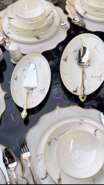 12 KİŞİLİK MASSİMO MARBLE 56 PARÇA YEMEK TAKIMI