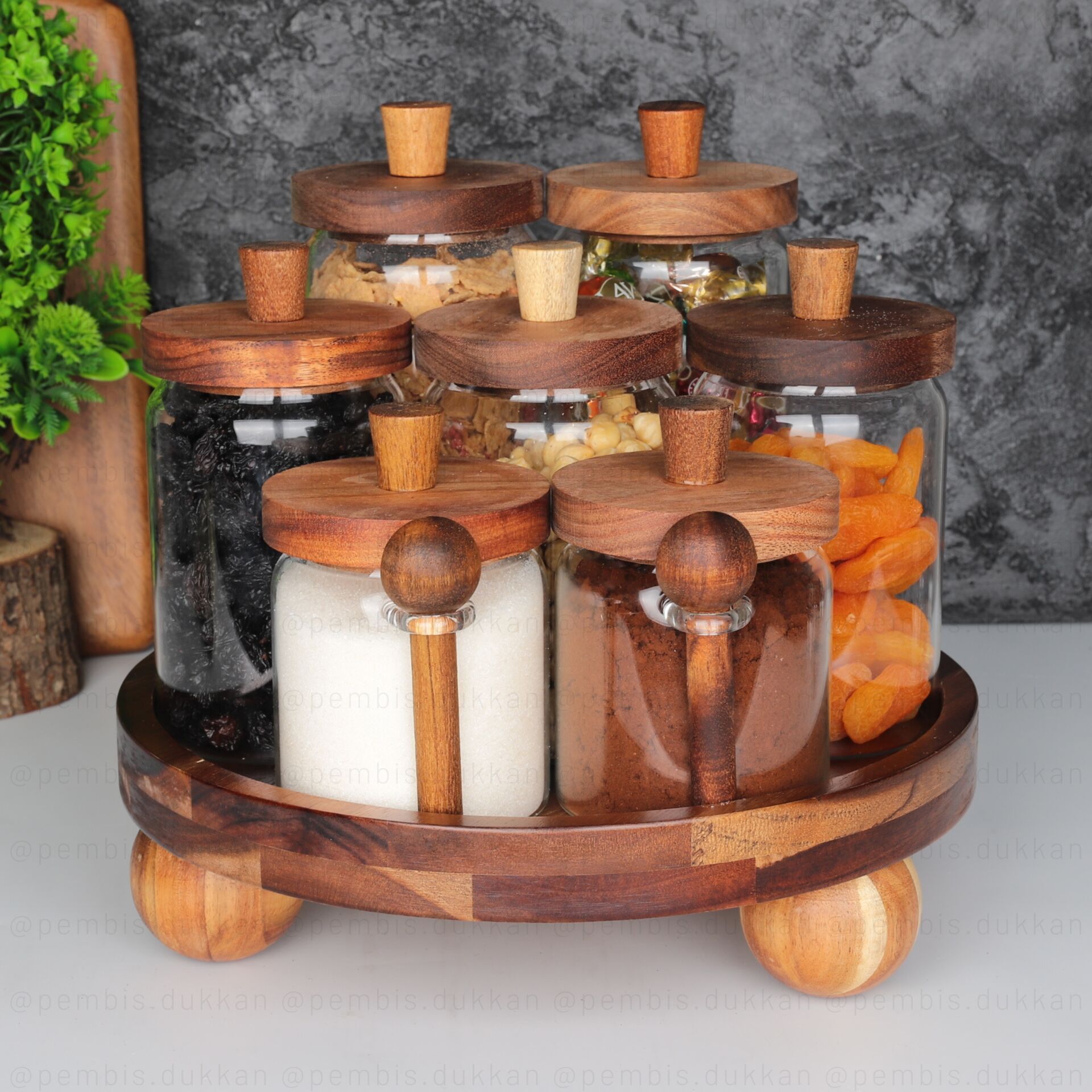 AKASYA TOP AYAKLI KAVANOZ KOMBİN SET NO 9