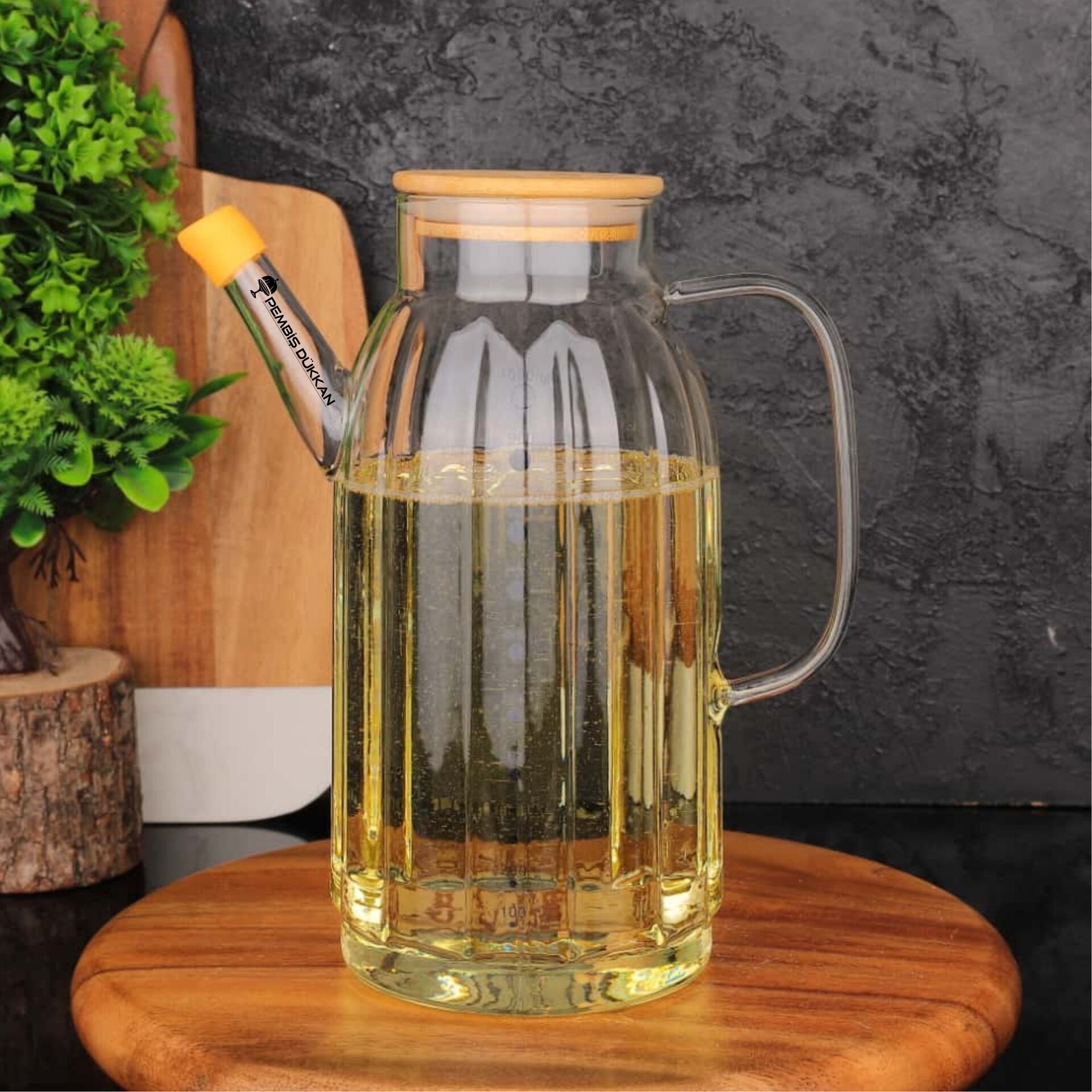 1 ADET 1000ML BAMBU KAPAKLI YAĞDANLIK GLA-02