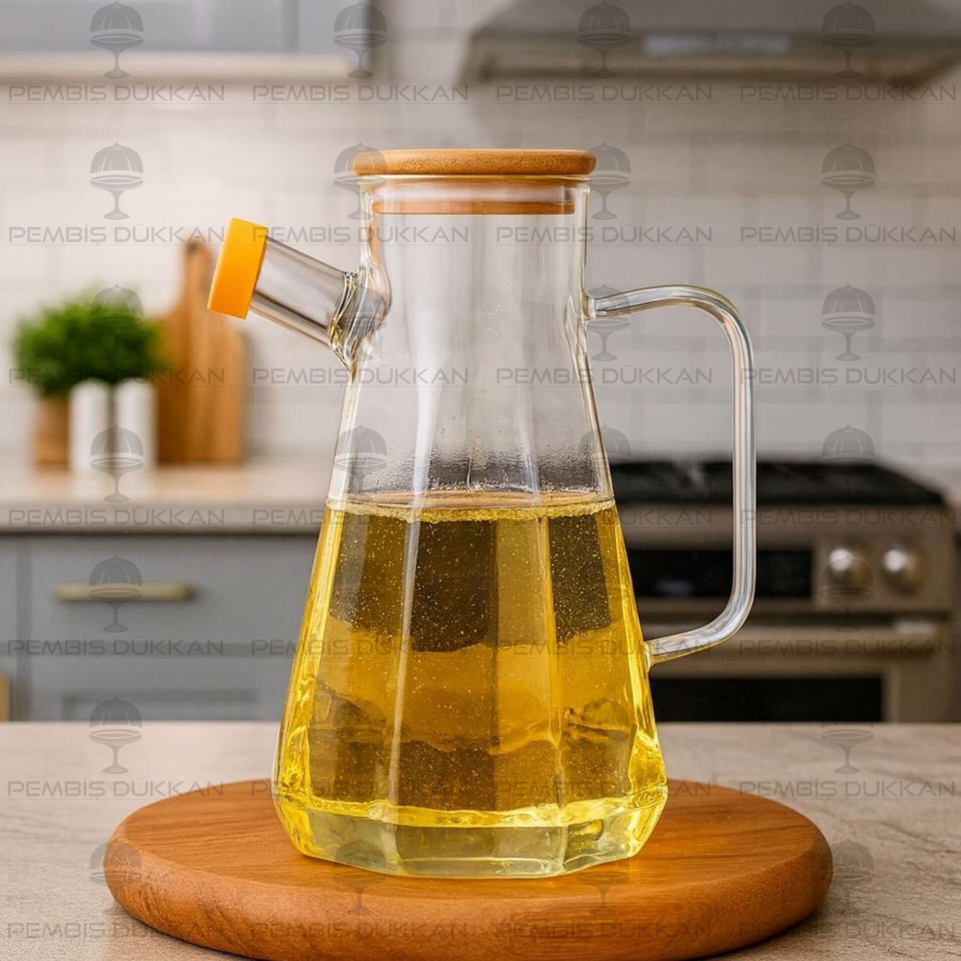 1 ADET 1000ML BAMBU KAPAKLI YAĞDANLIK GLA-012