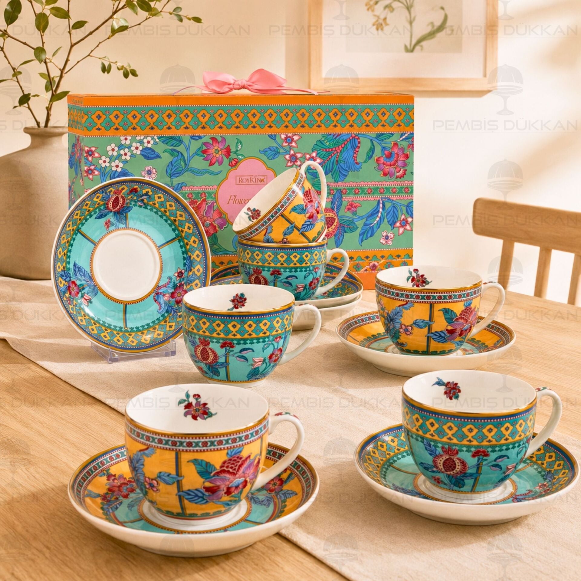 FLOWER OF LİFE 6 KİŞİLİK ÇAY FİNCAN TAKIMI (011)