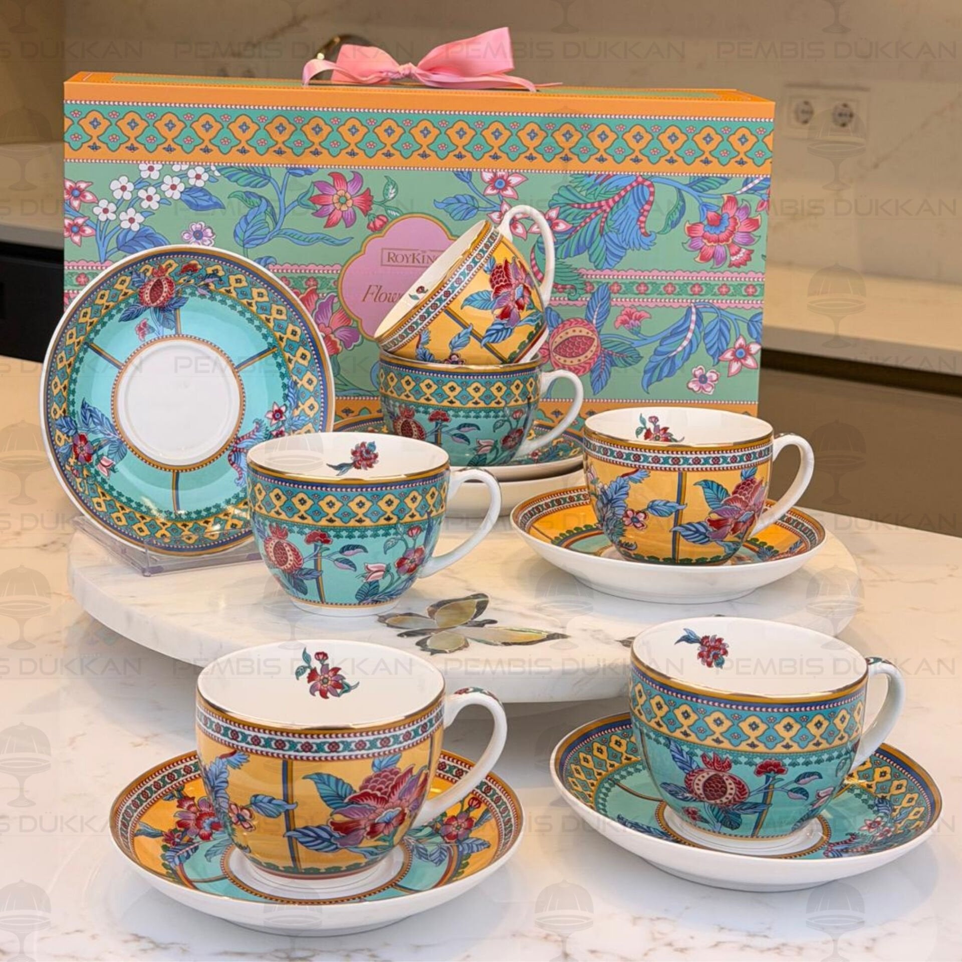FLOWER OF LİFE 6 KİŞİLİK ÇAY FİNCAN TAKIMI (011)