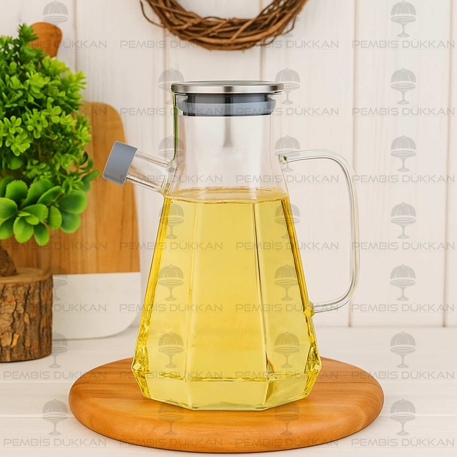 KÖŞELİ METAL KAPAKLI 1000ML YAĞDANLIK (GLA018)