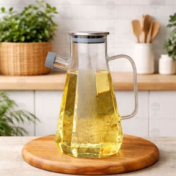 KÖŞELİ METAL KAPAKLI 1000ML YAĞDANLIK (GLA018)