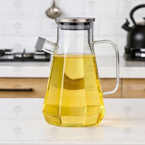 KÖŞELİ METAL KAPAKLI 1000ML YAĞDANLIK (GLA018)