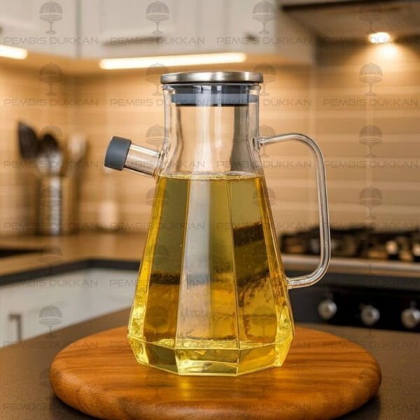 KÖŞELİ METAL KAPAKLI 1000ML YAĞDANLIK (GLA018)