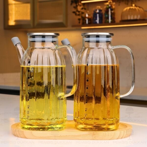 BAMBU ALTLIKLI, 2Lİ KALIN ÇİZGİLİ METAL YAĞDANLIK SET (GLA01 + 75652)