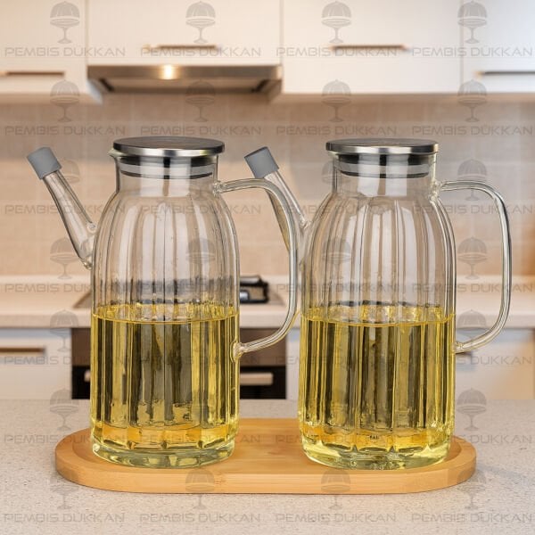 2 ADET METAL KAPAKLI YAĞDANLIK GLA 01 + ALT BAMBU SET NO 1