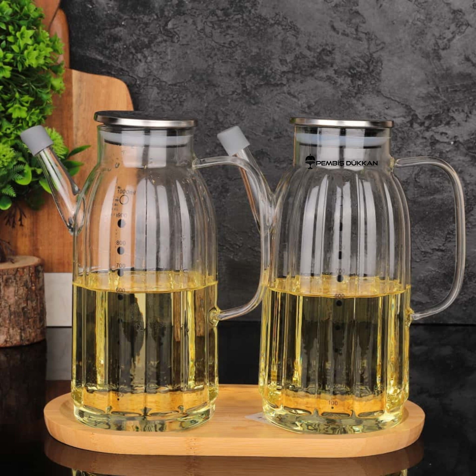 2 ADET METAL KAPAKLI YAĞDANLIK GLA 01 + ALT BAMBU SET NO 1