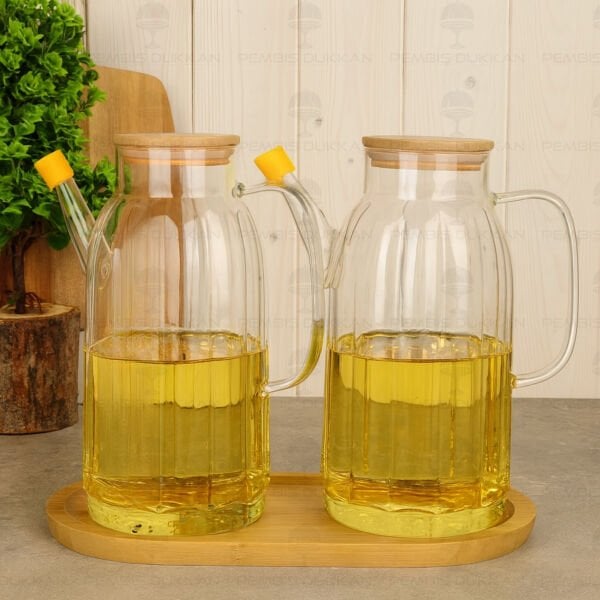 BAMBU ALTLIKLI, 2Lİ KALIN ÇİZGİLİ BAMBU YAĞDANLIK SET (GLA02 + 75652)