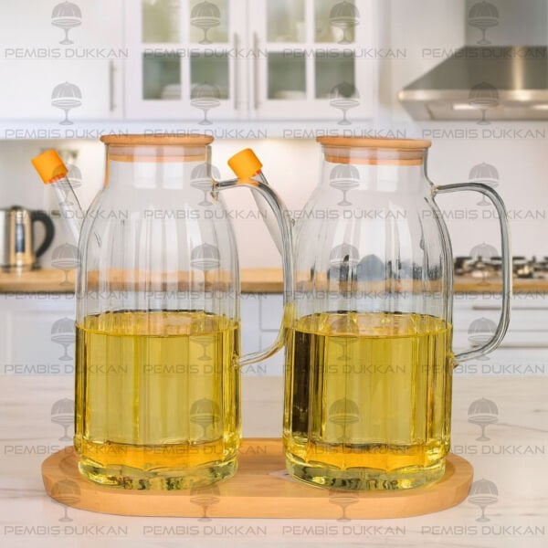 2 ADET BAMBU KAPAKLI YAĞDANLIK GLA 02 + ALT BAMBU SET NO 2