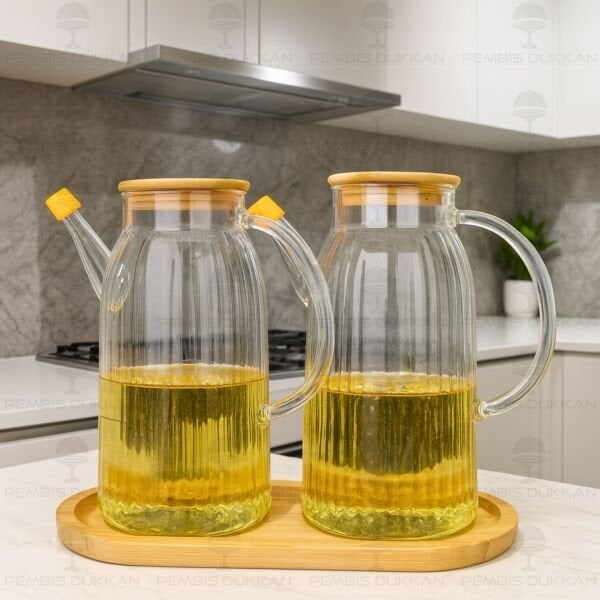 BAMBU ALTLIKLI, 2Lİ İNCE ÇİZGİLİ BAMBU YAĞDANLIK SET (GLA04 + 75652)