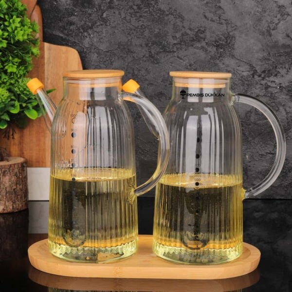 2 ADET BAMBU KAPAKLI YAĞDANLIK GLA 04 + ALT BAMBU SET NO 3