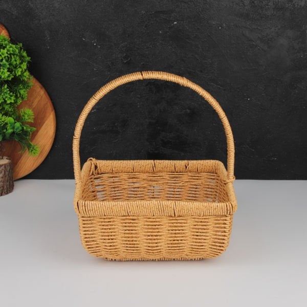RATTAN KARE KULPLU KÜÇÜK SEPET