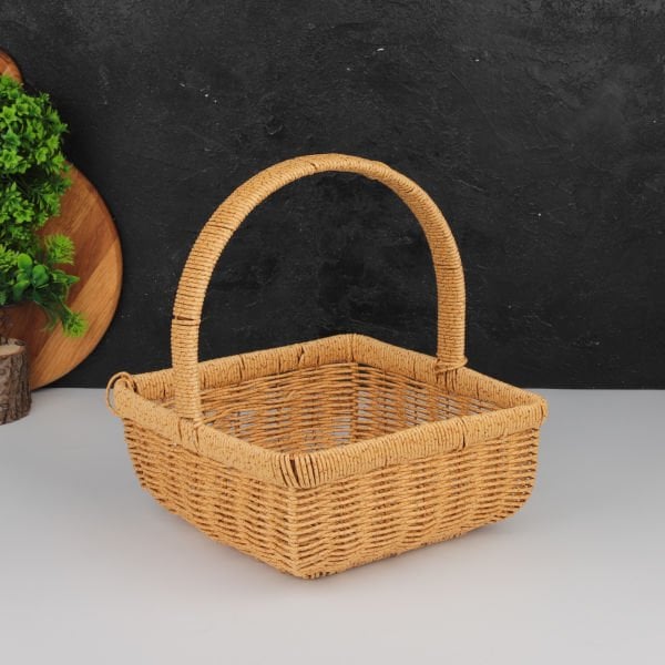 RATTAN KARE KULPLU KÜÇÜK SEPET