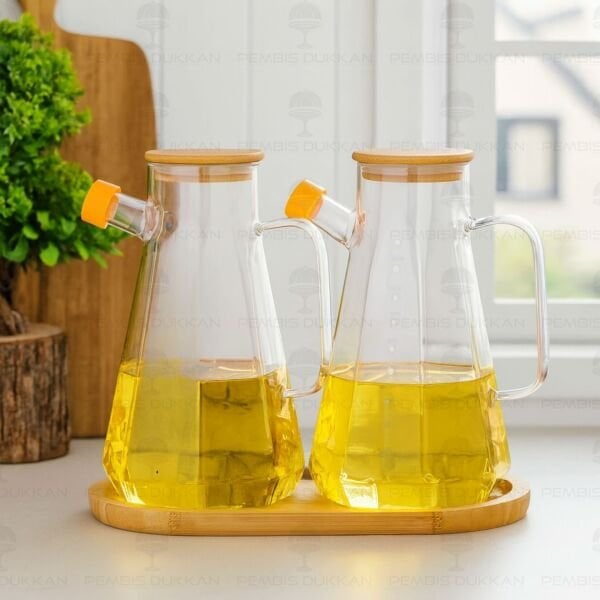 BAMBU ALTLIKLI, 2Lİ KÖŞELİ BAMBU YAĞDANLIK SET (GLA012 + 75652)