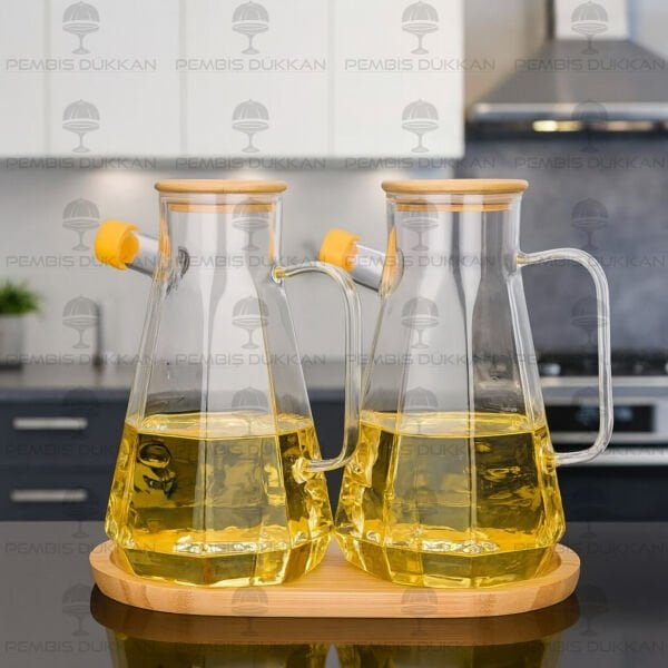 2 ADET BAMBU KAPAKLI YAĞDANLIK GLA 012 + ALT BAMBU SET NO 4