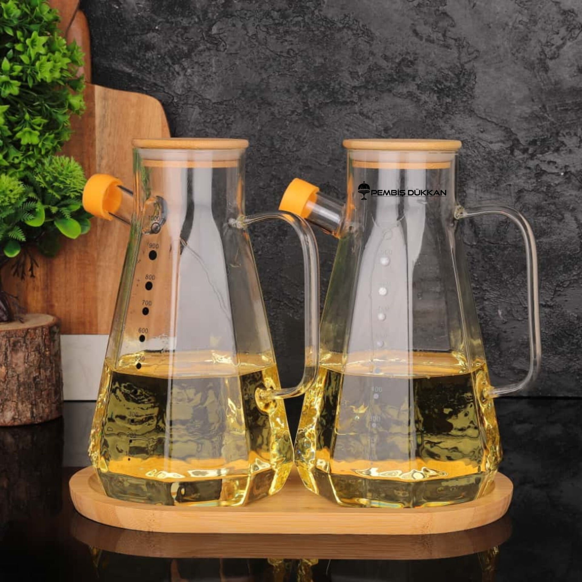 2 ADET BAMBU KAPAKLI YAĞDANLIK GLA 012 + ALT BAMBU SET NO 4