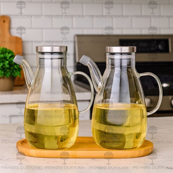 2 ADET METAL KAPAKLI YAĞDANLIK GLA 017 + ALT BAMBU SET NO 6