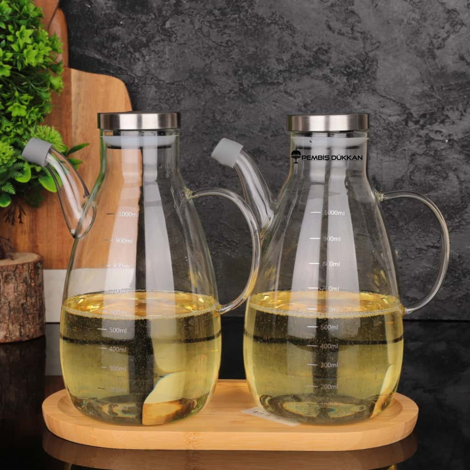 2 ADET METAL KAPAKLI YAĞDANLIK GLA 017 + ALT BAMBU SET NO 6