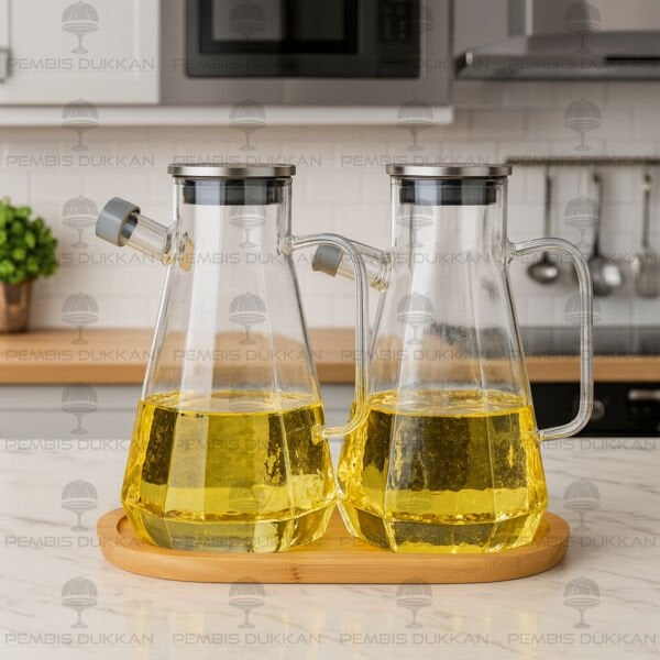 BAMBU ALTLIKLI, 2Lİ KÖŞELİ METAL YAĞDANLIK SET (GLA018 + 75652)