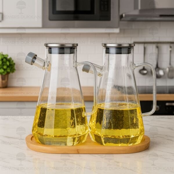 BAMBU ALTLIKLI, 2Lİ KÖŞELİ METAL YAĞDANLIK SET (GLA018 + 75652)