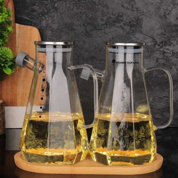 BAMBU ALTLIKLI, 2Lİ KÖŞELİ METAL YAĞDANLIK SET (GLA018 + 75652)