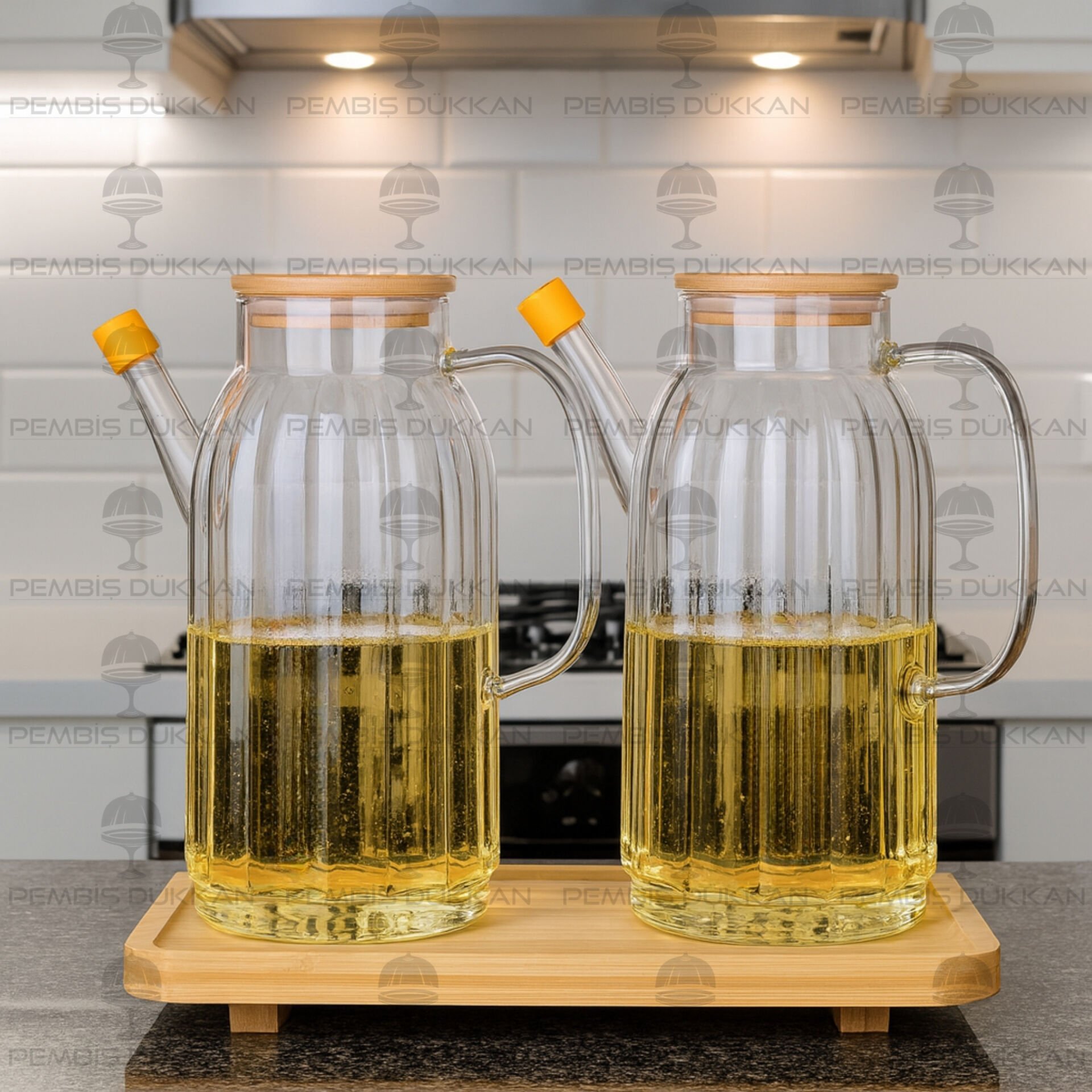 2 ADET BAMBU KAPAKLI YAĞDANLIK GLA 02 + 8B31 ALT BAMBU SET NO 10