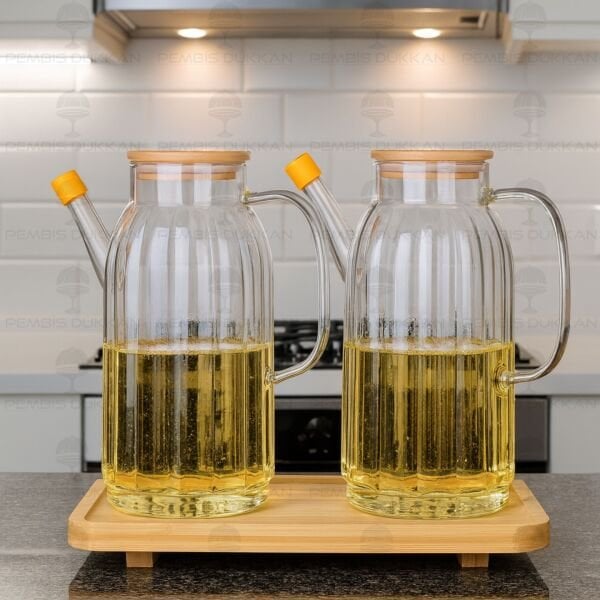 BAMBU ALTLIKLI, 2Lİ KALIN ÇİZGİLİ BAMBU YAĞDANLIK SET (GLA02 + 8B31)