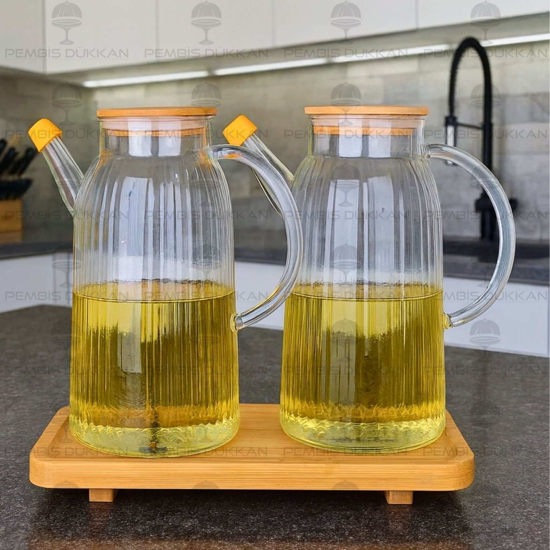 2 ADET BAMBU KAPAKLI YAĞDANLIK GLA 04 + 8B31 ALT BAMBU SET NO 11