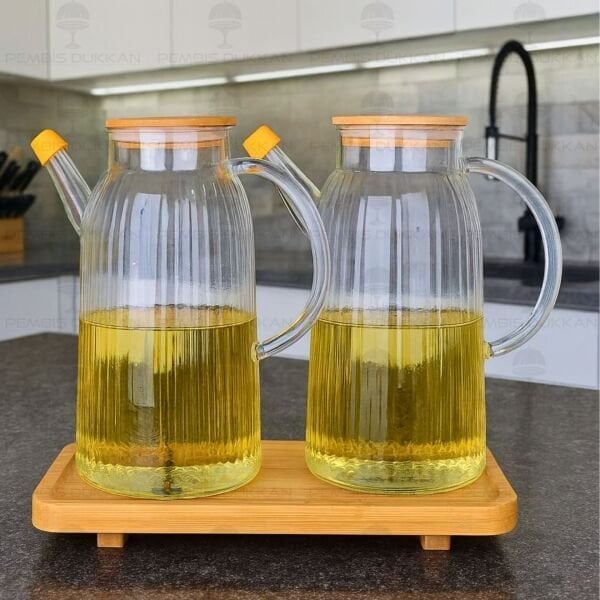 BAMBU ALTLIKLI, 2Lİ İNCE ÇİZGİLİ BAMBU YAĞDANLIK SET (GLA04 + 8B31)