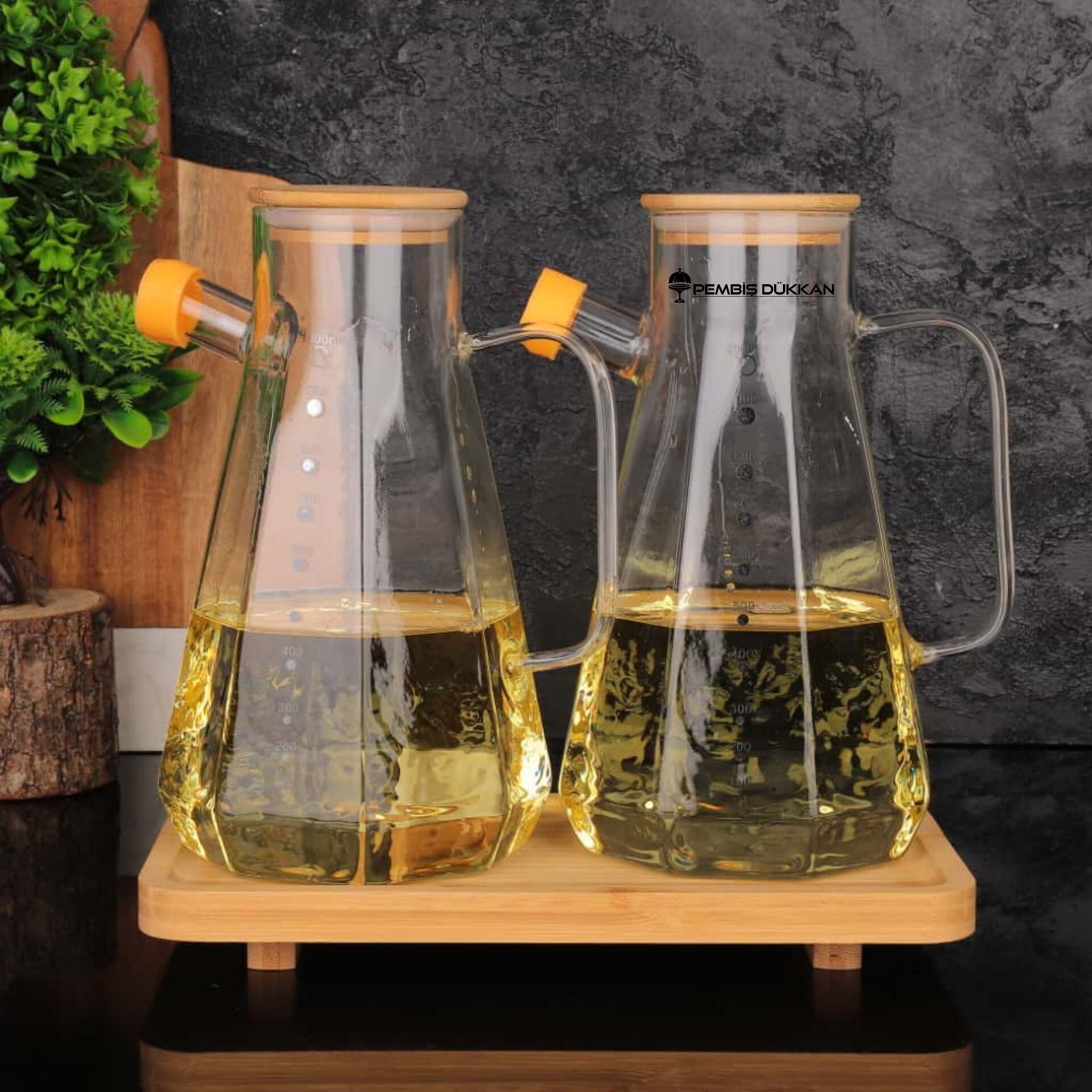 2 ADET BAMBU KAPAKLI YAĞDANLIK GLA 012 + 8B31 ALT BAMBU SET NO 12