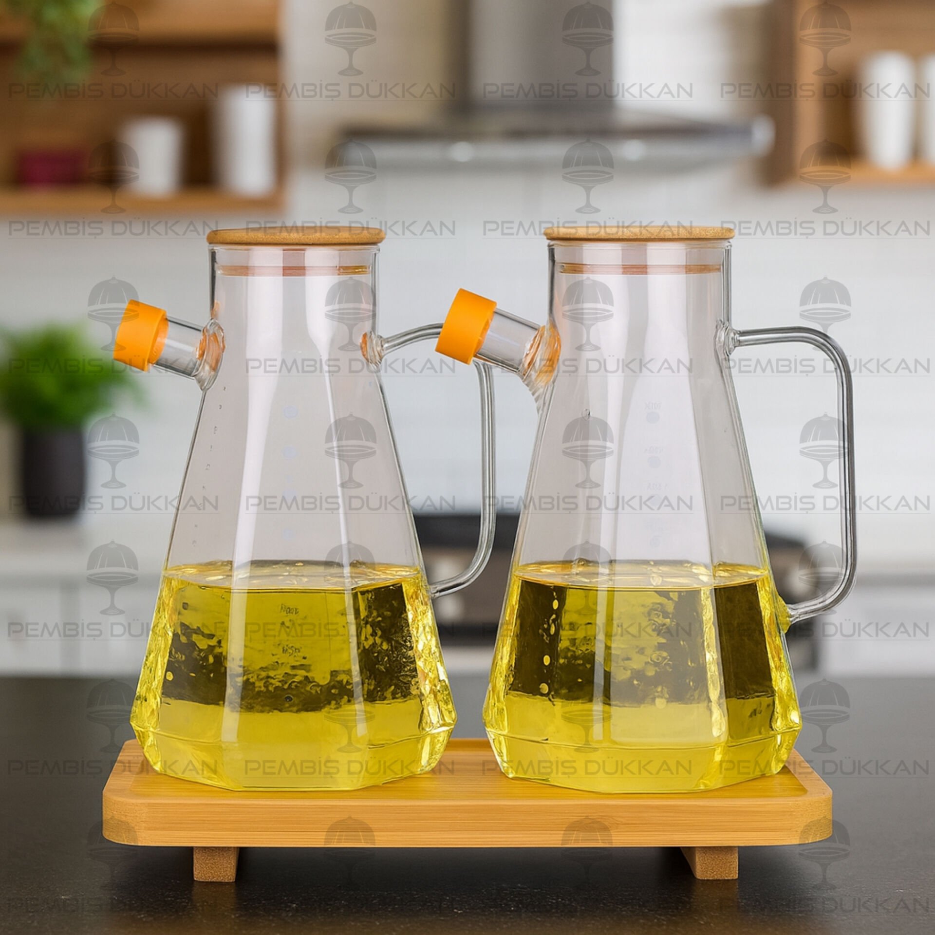 2 ADET BAMBU KAPAKLI YAĞDANLIK GLA 012 + 8B31 ALT BAMBU SET NO 12