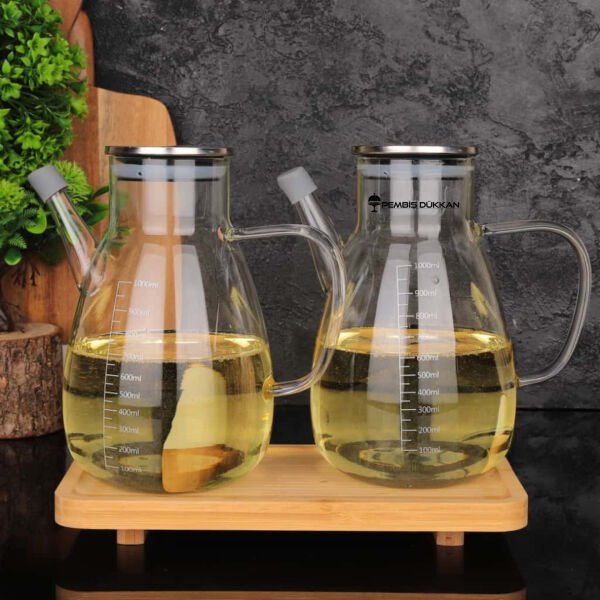 Bambu Altlıklı, 2li Tess Metal Yağdanlık Set (Gla016 + 8b31)
