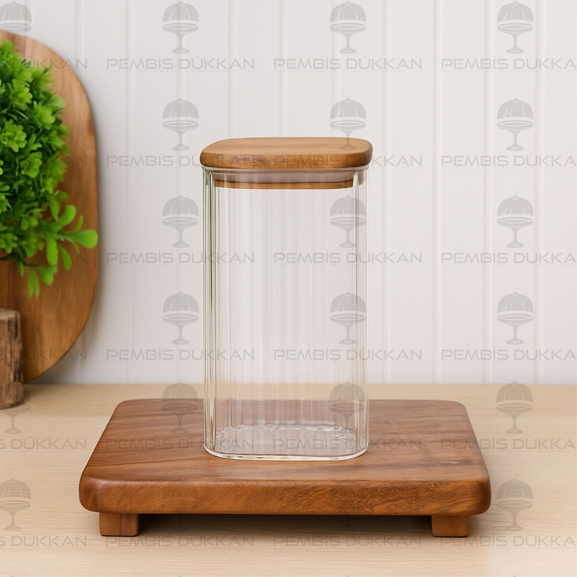 VERA 1350ML AKASYA KAPAKLI, ÇİZGİLİ KAVANOZ (BOR064)